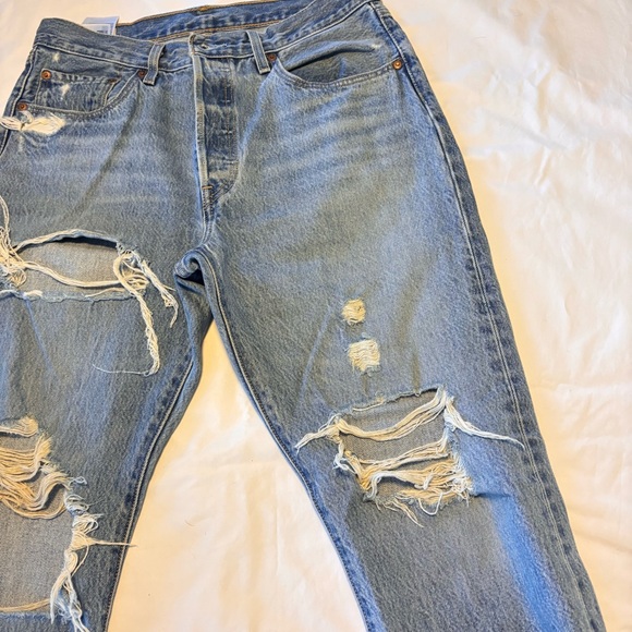 Levi's Light Blue Distressed Boot Cut Jeans - Picture 3 of 13